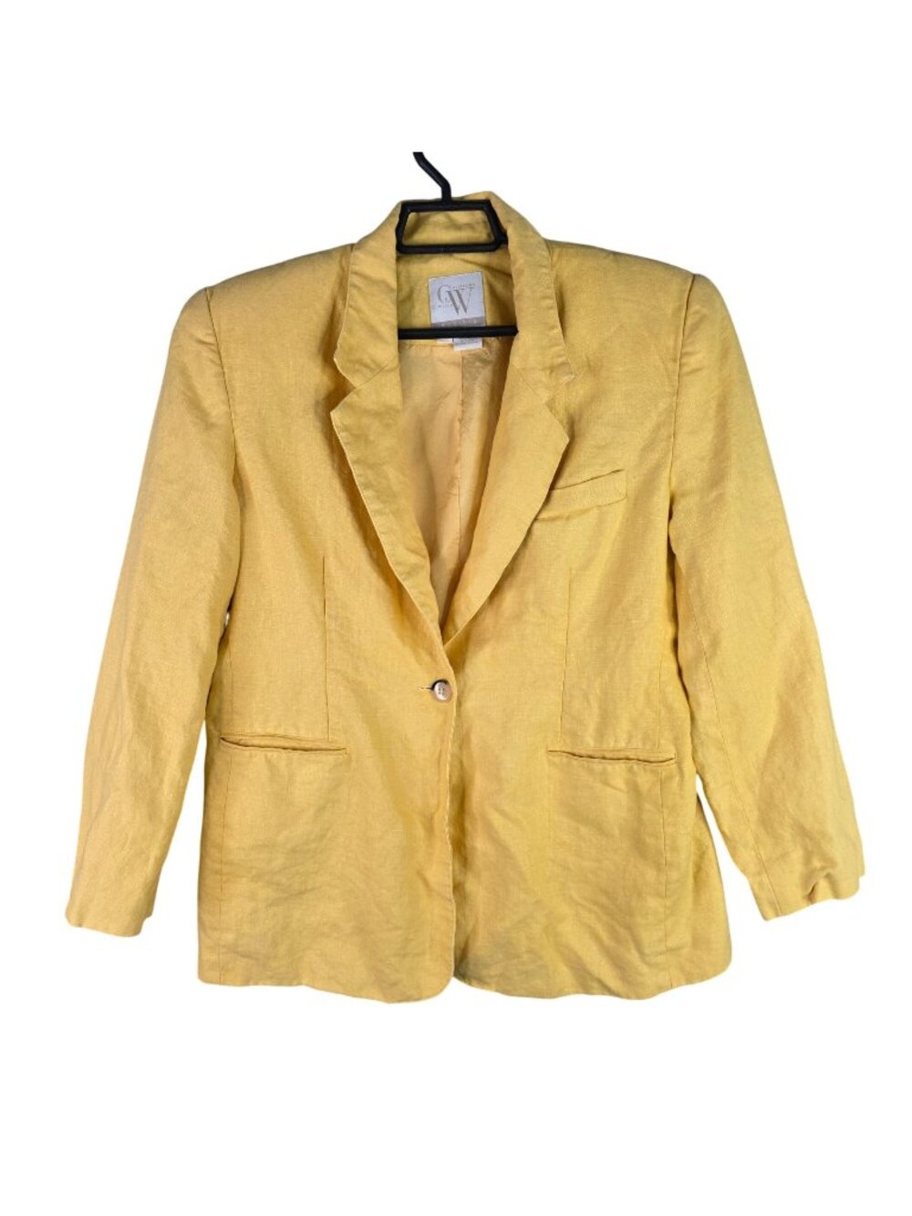 Womens Vintage Clifford & Wills Petite Yellow Linen Blazer Jacket Size 12P